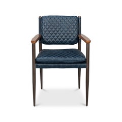 Mid-Century Modern Blue Leather Armchair