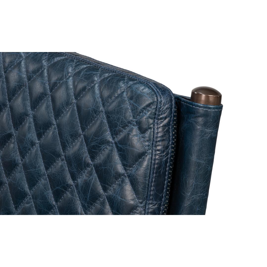 Fauteuil en cuir bleu moderne du milieu du siècle en vente 1