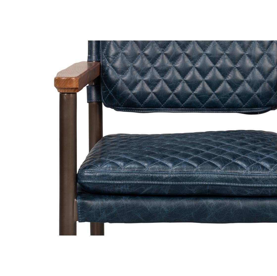 Fauteuil en cuir bleu moderne du milieu du siècle en vente 2