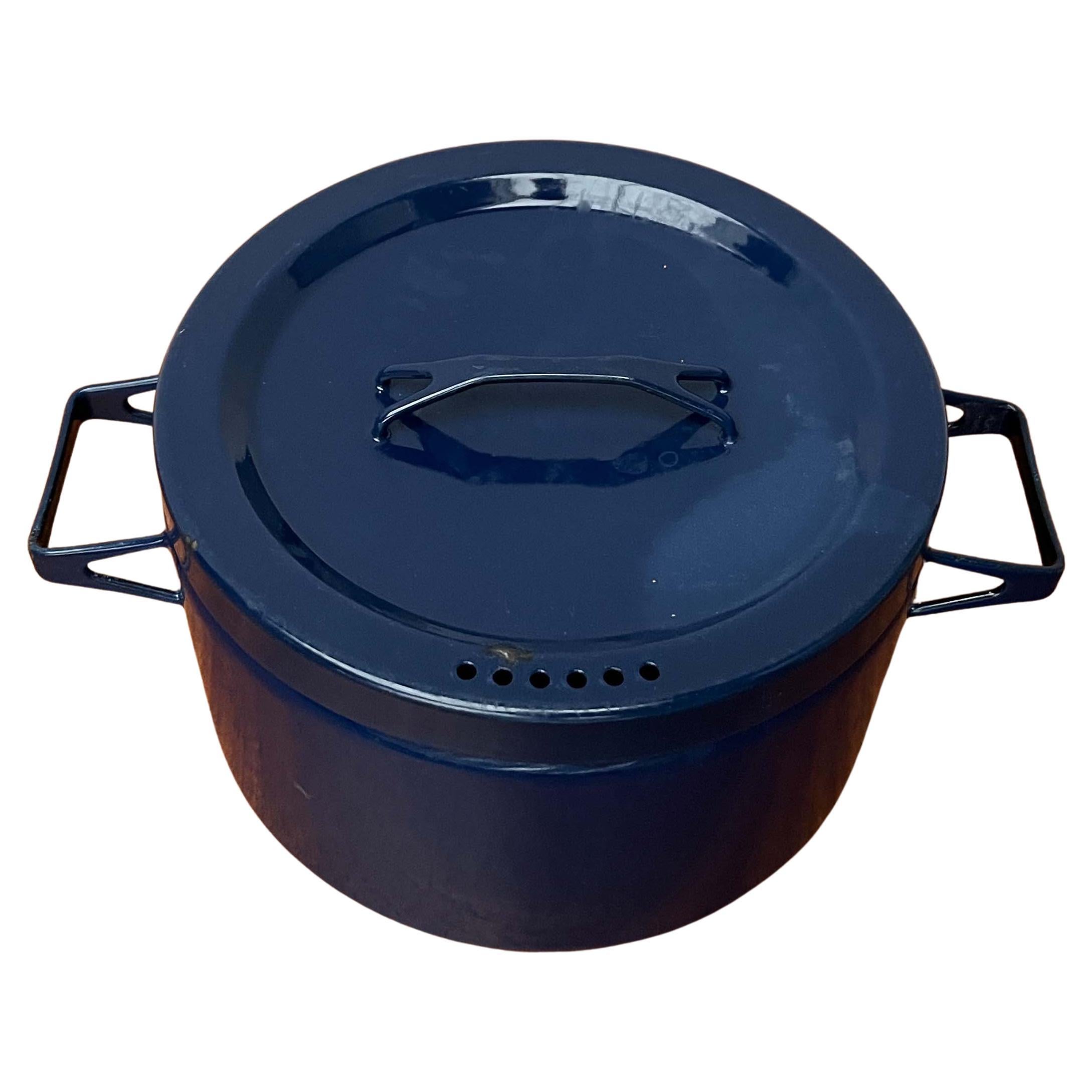 Mid-Century Modern Blue Minimalist Enamel Pot Seppo Mallat Finel Finland 1960s