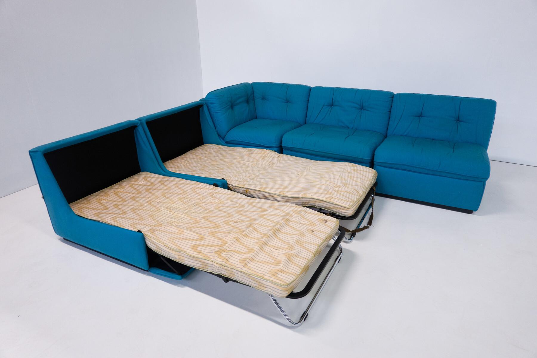 Blaues modulares Sofa aus der Jahrhundertmitte, Italien, 1960er Jahre.