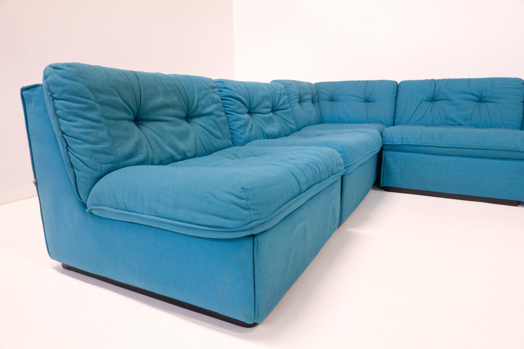 Blaues modulares Mid-Century-Modern-Sofa, Italien, 1960er Jahre (Italienisch) im Angebot