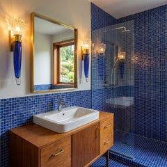 Mid Century Modern Blue Murano Glass Italian Sconces - a pair