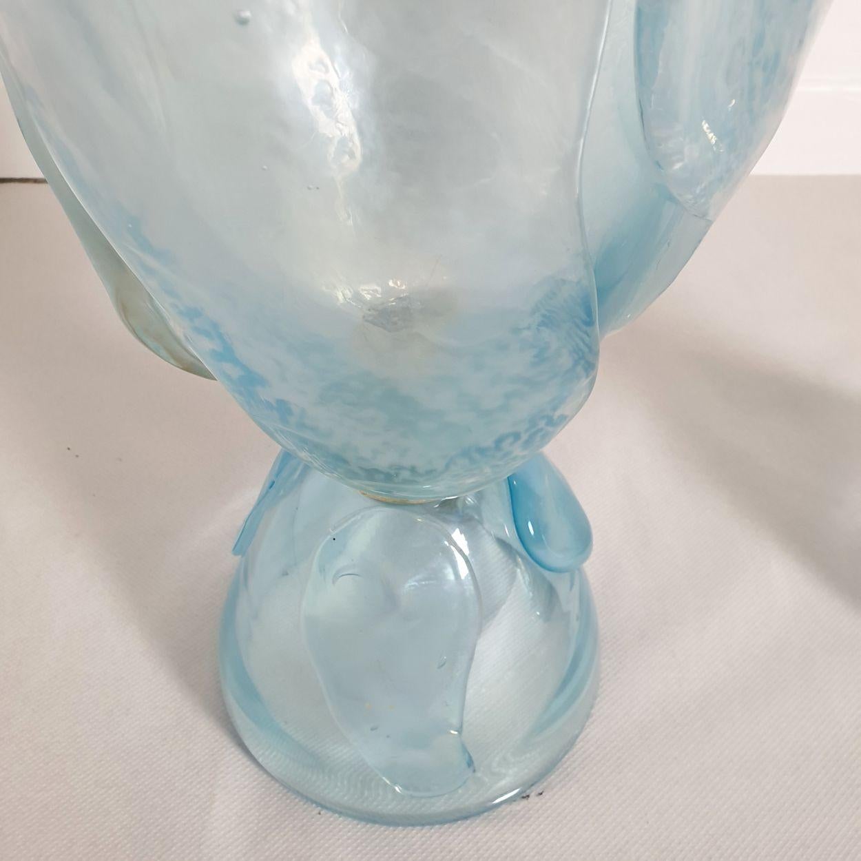Mid Century Blue Murano Glass Lamps - a Pair For Sale 2