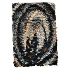 Moderner „Blue Mussle“ Rya-Teppich aus der Mitte des Jahrhunderts, Ingrid Jagarz, Marks Sweden 1960er Jahre