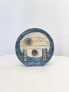 Vaso rotondo in ceramica blu di Troika, Inghilterra, anni '60, metà del secolo scorso