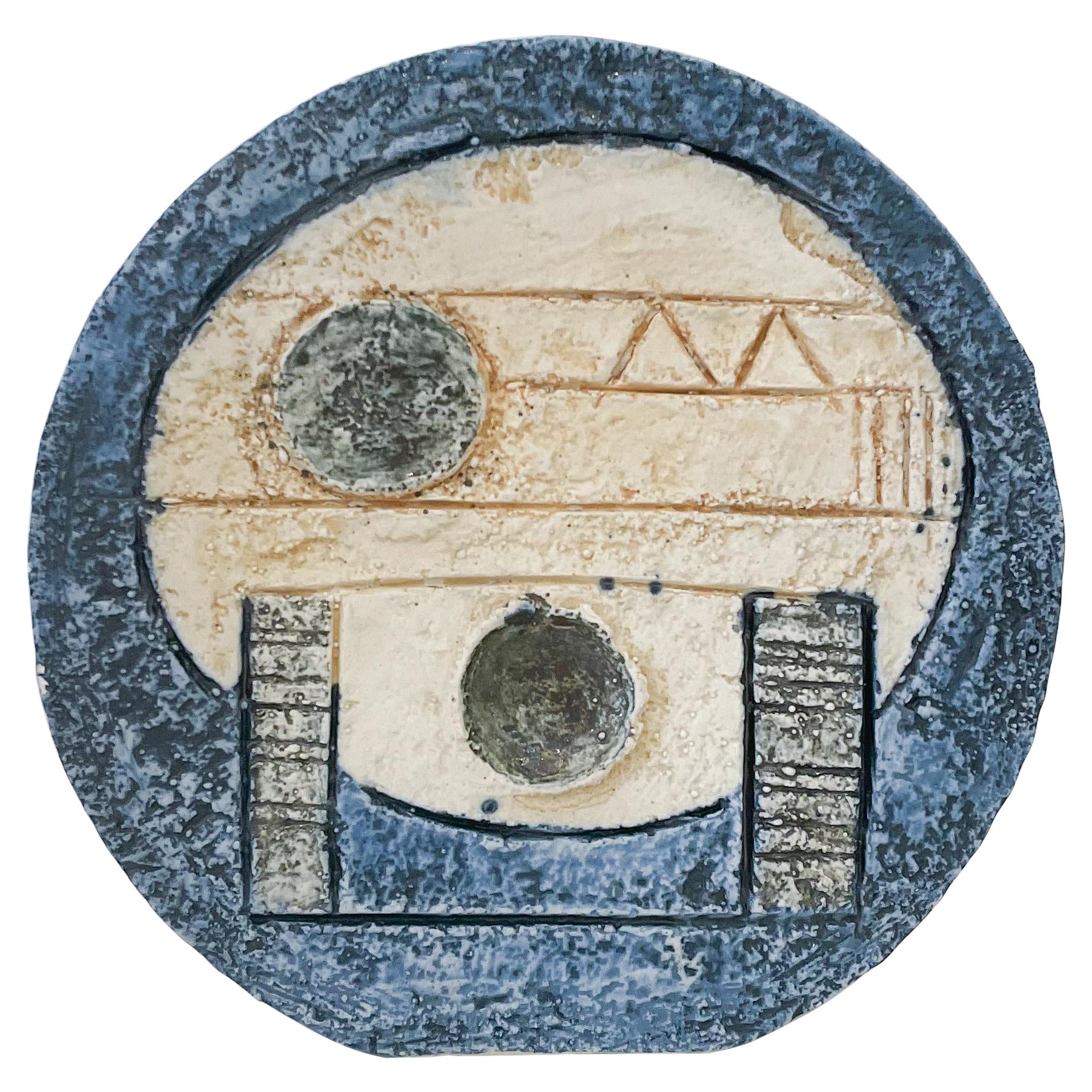 Vase rond bleu moderne du milieu du siècle dernier de Troika, Angleterre, années 1960 en vente