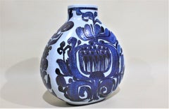 Mid-Century Modern Blue Royal Copenhagen Art Pottery Vase