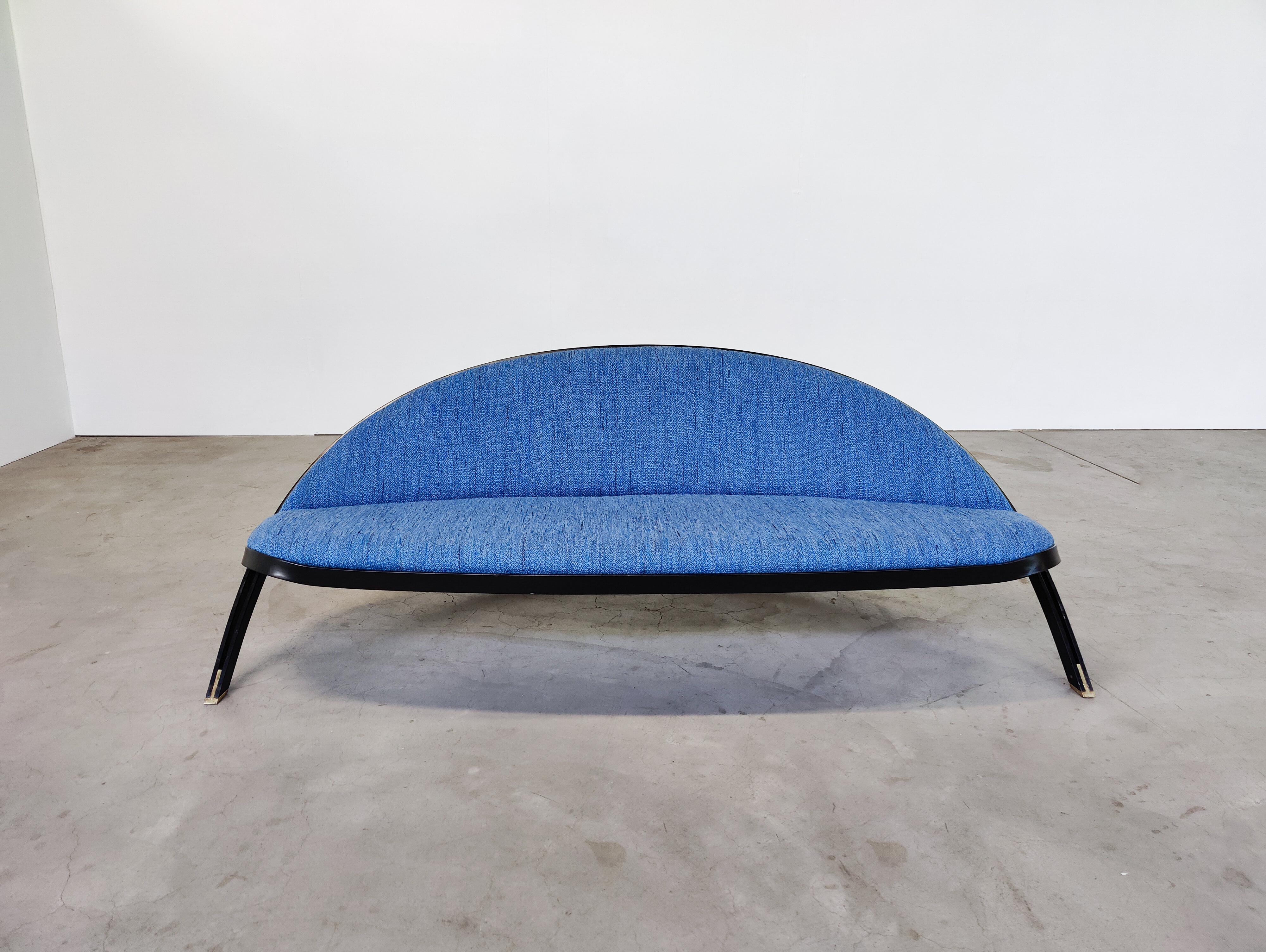 Mid-20th Century Mid-Century Modern Blue 'Saturno' Sofa by Gastone Rinaldi for Rima, Italy, 1957 For Sale