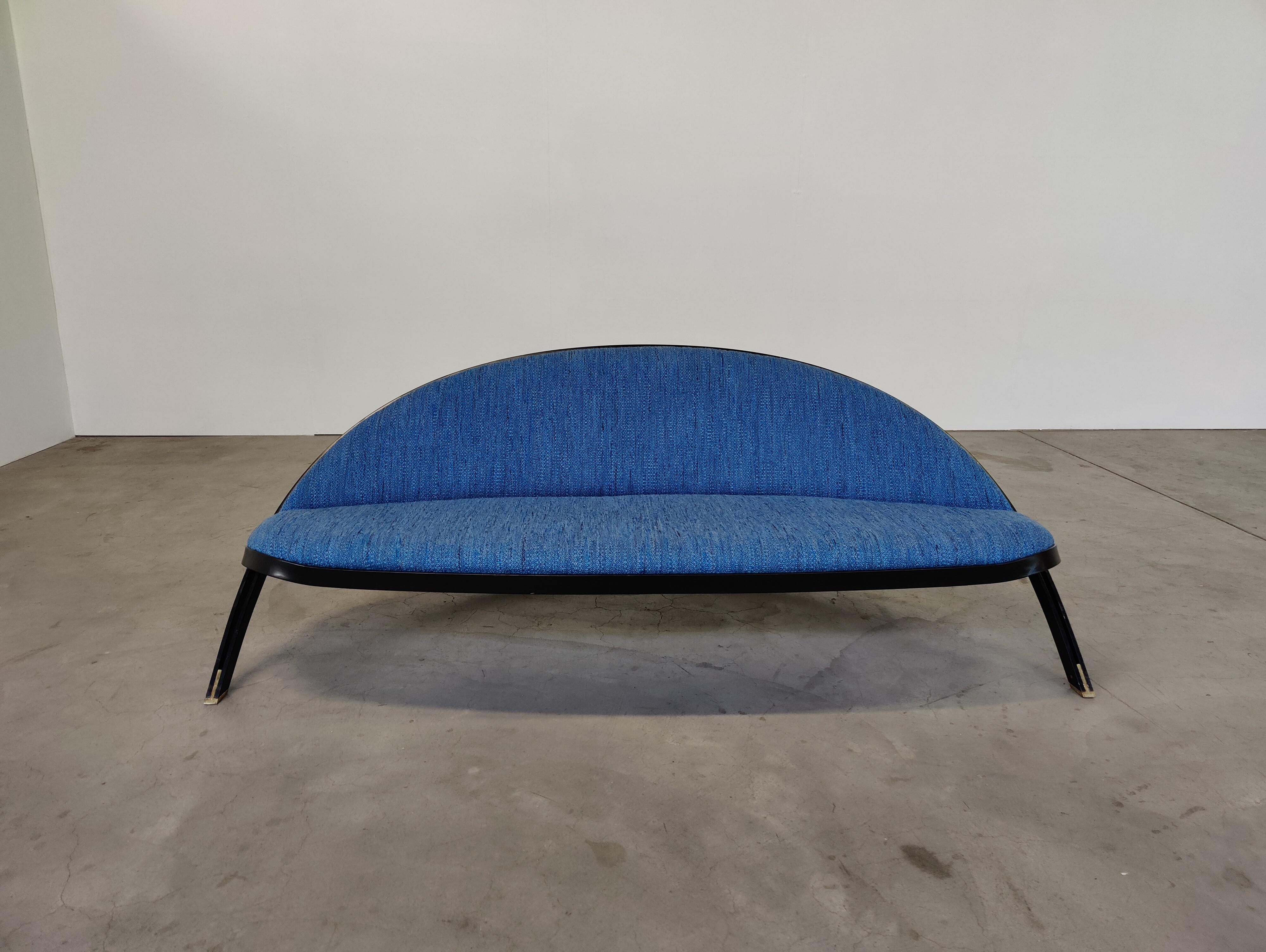 Fabric Mid-Century Modern Blue 'Saturno' Sofa by Gastone Rinaldi for Rima, Italy, 1957 For Sale