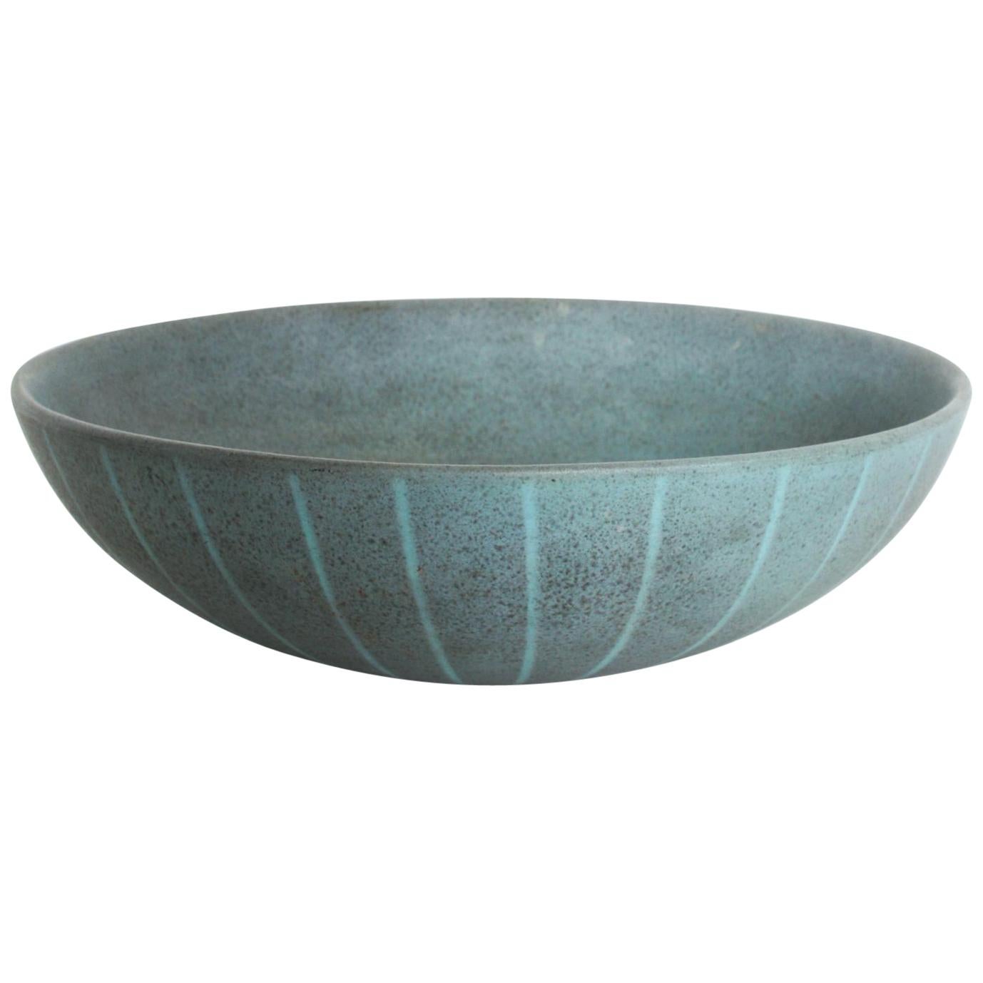 Mid-Century Modern Blue Scandinavian Bowl Decorative Pottery, Finland