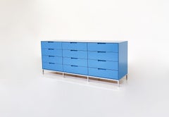 Mid-Century Modern Blue Sideboard, Metal and Lacquered Wood, Italy, 1960s