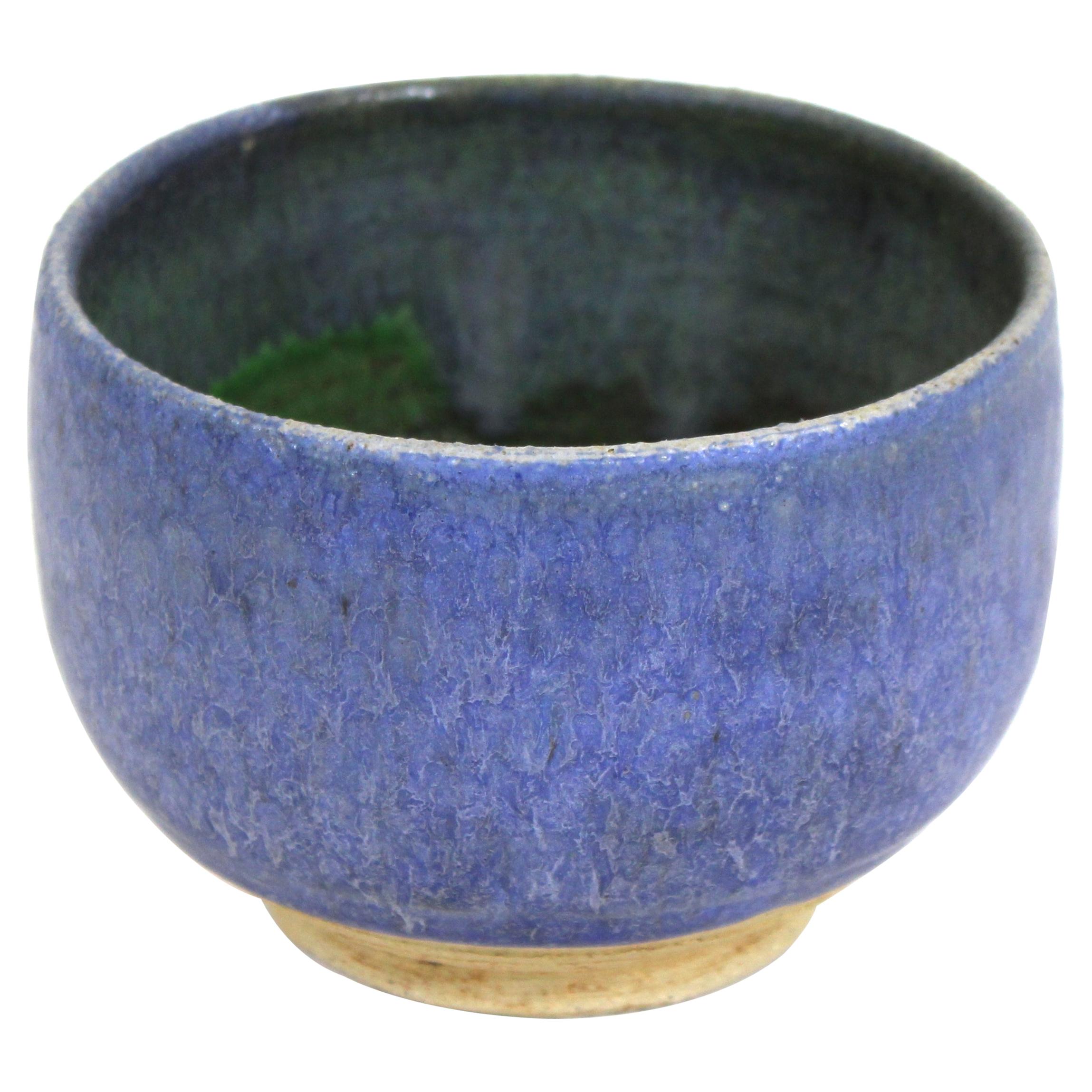 Mid-Century Modern Blue Stoneware Pottery Bowl