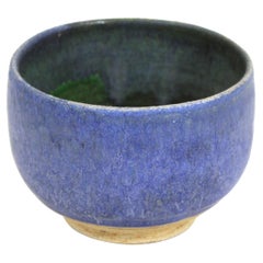 Vintage Mid-Century Modern Blue Stoneware Pottery Bowl
