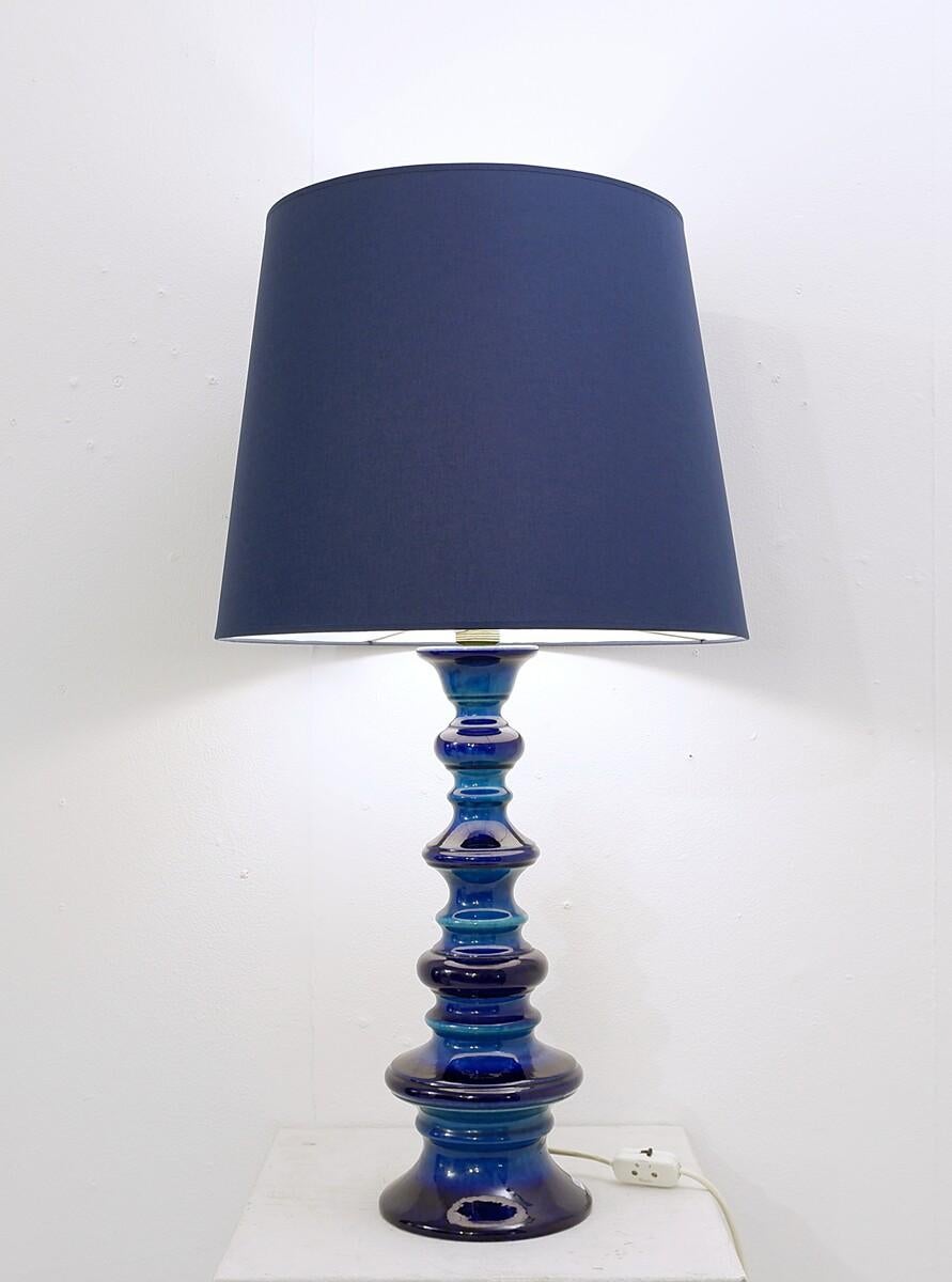 Mid-Century Modern blue table/floor lamp, ceramic, Germany, 1960s.