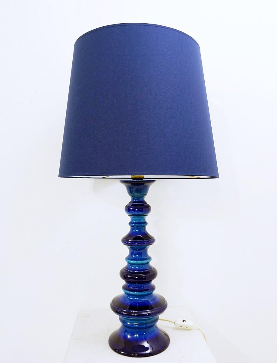 Mid-Century Modern Blue Table/Floor Lamp, Ceramic, Germany, 1960s 2