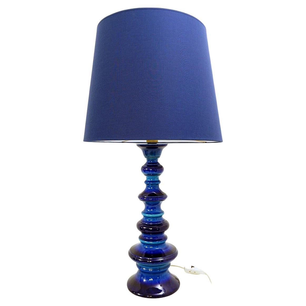 Mid-Century Modern Blue Table/Floor Lamp, Ceramic, Germany, 1960s