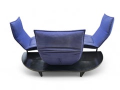 Mid Century Modern Blaues Dreisitziges Veranda Sofa von Vico Magistretti für Cassina