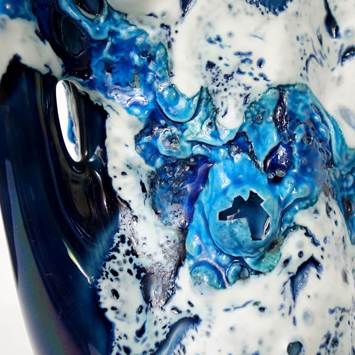 Mid-Century Modern Blue Vase by French Ceramics Specialist Vallauris 6