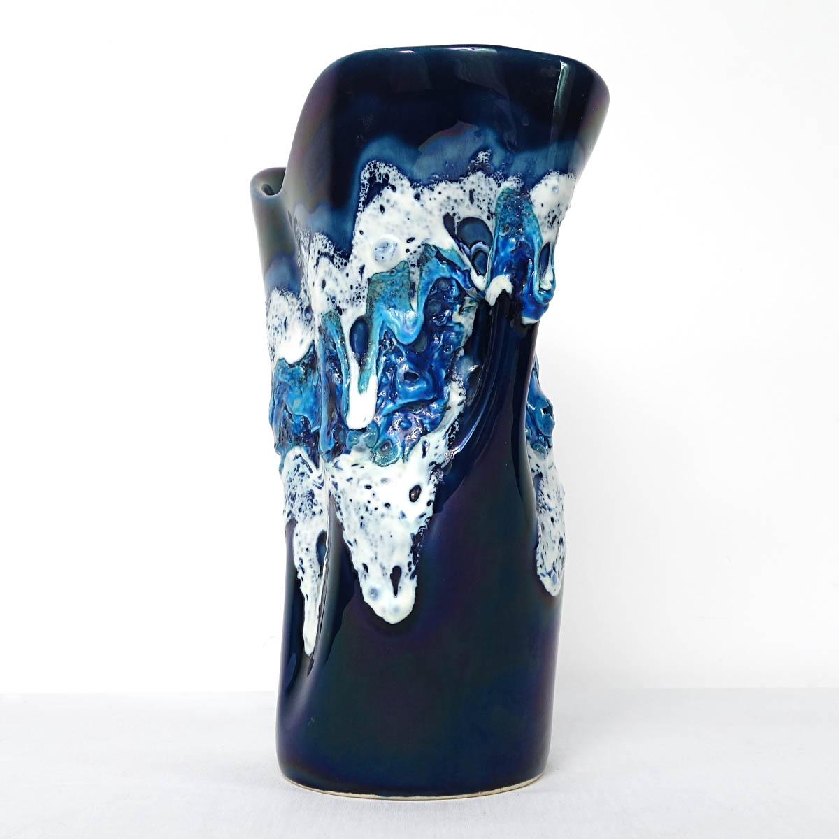 Mid-Century Modern Blue Vase by French Ceramics Specialist Vallauris In Good Condition In Doornspijk, NL