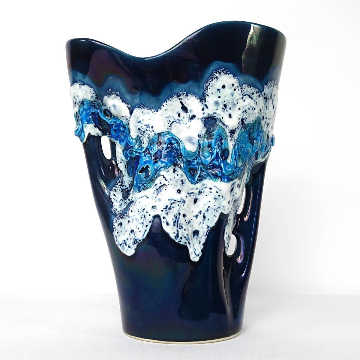 Mid-Century Modern Blue Vase by French Ceramics Specialist Vallauris 1