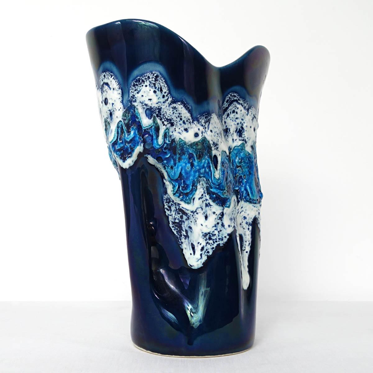 Mid-Century Modern Blue Vase by French Ceramics Specialist Vallauris 2