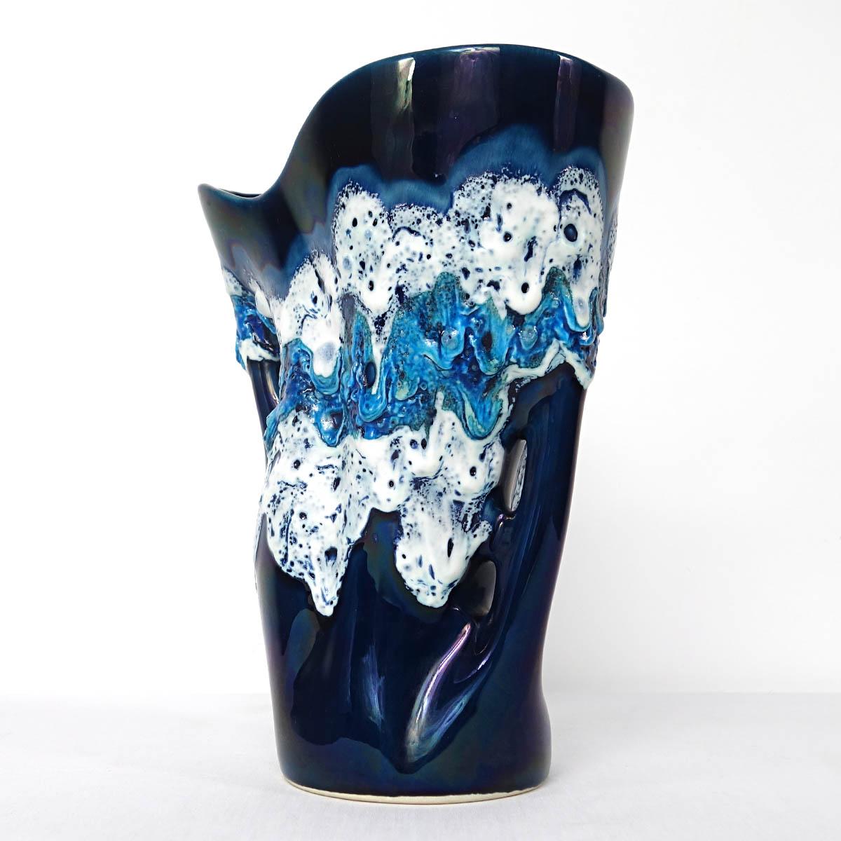 Mid-Century Modern Blue Vase by French Ceramics Specialist Vallauris 3