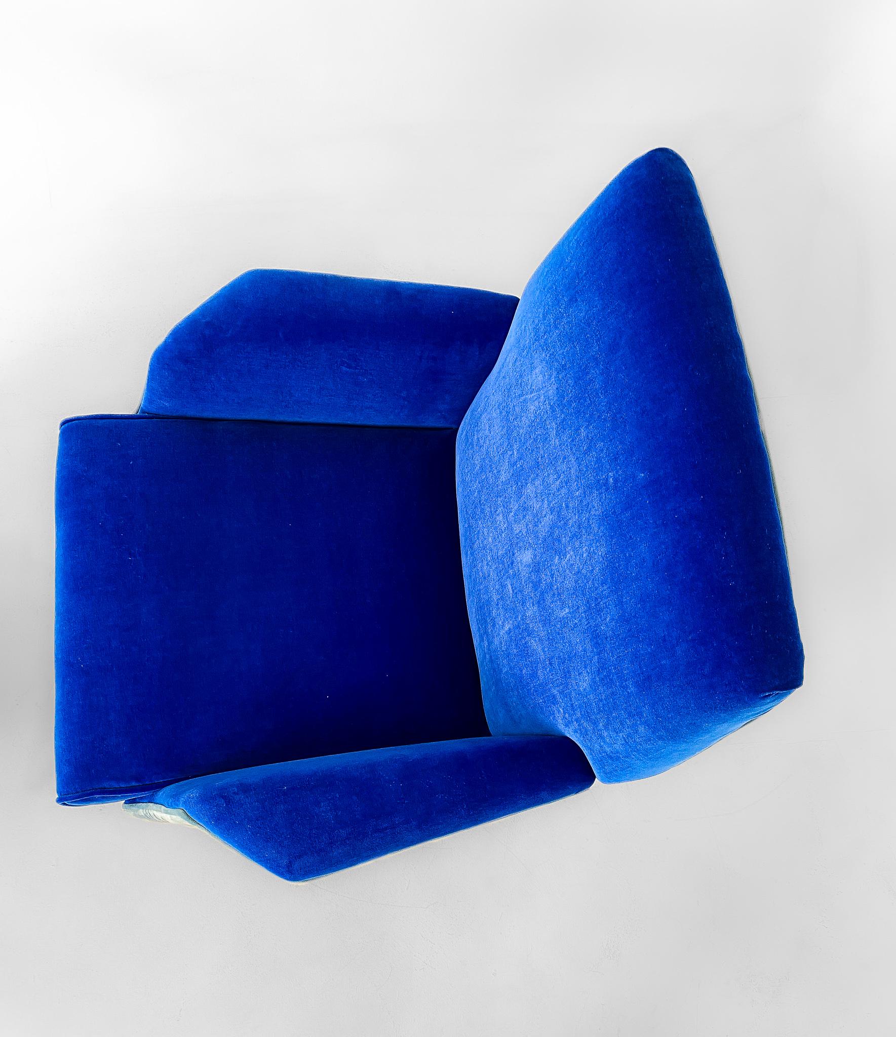 Mid-Century Modern Blue Velvet Lounge Chairs by Giuseppe Rossi, Italy, 1950s 5