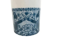 Mid-Century Modern Blue & White Porcelain ""WHISKEY" Decanter