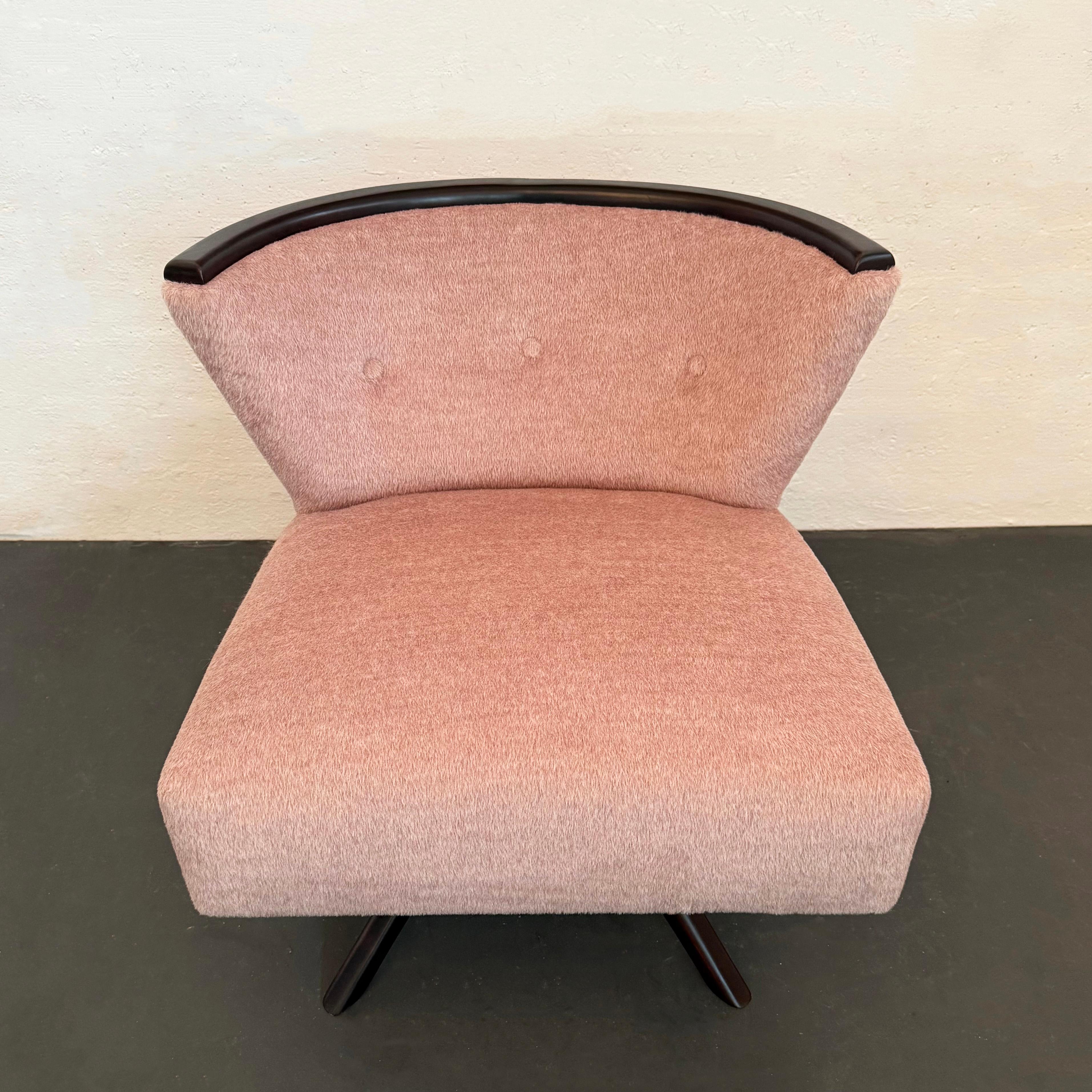 Sedia girevole di Kroehler in mohair color blu scuro, moderna e di metà secolo. in vendita 2