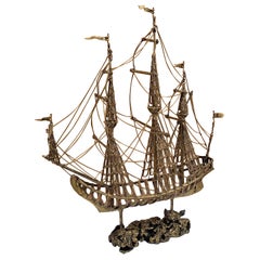 Vintage Mid Century Modern Boat Sculpture by Paul D Wellington