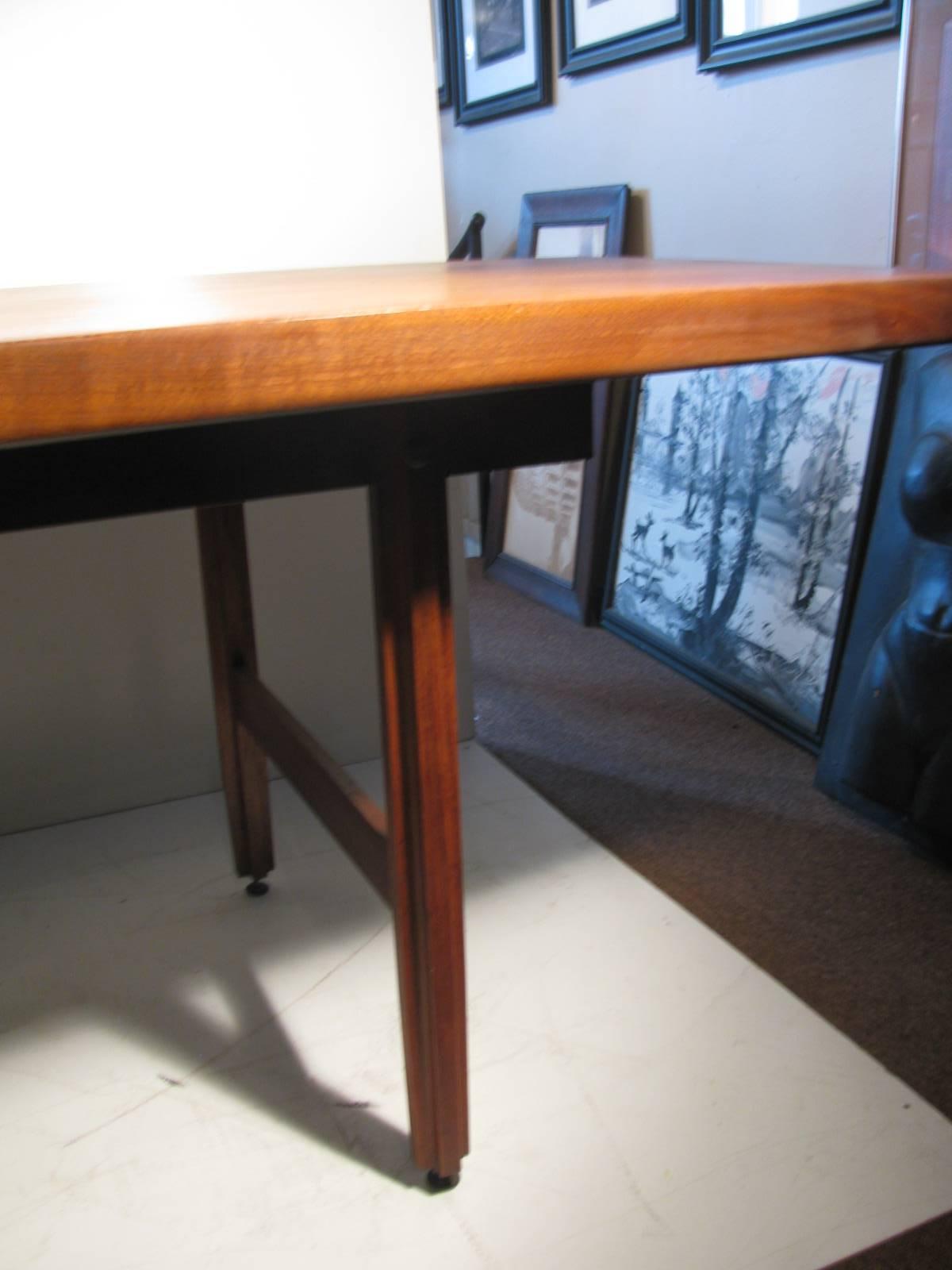 American Mid-Century Modern Boat Shaped Black Walnut Dining Conference Table