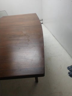 Mid-Century Modern Boat Shaped Walnut Dining Table with 2 Leaves by Jen's Risom