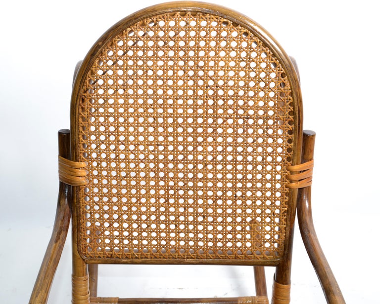 Mid-Century Modern Bohemian Chic Style Bamboo and Cane Children Rocking ...