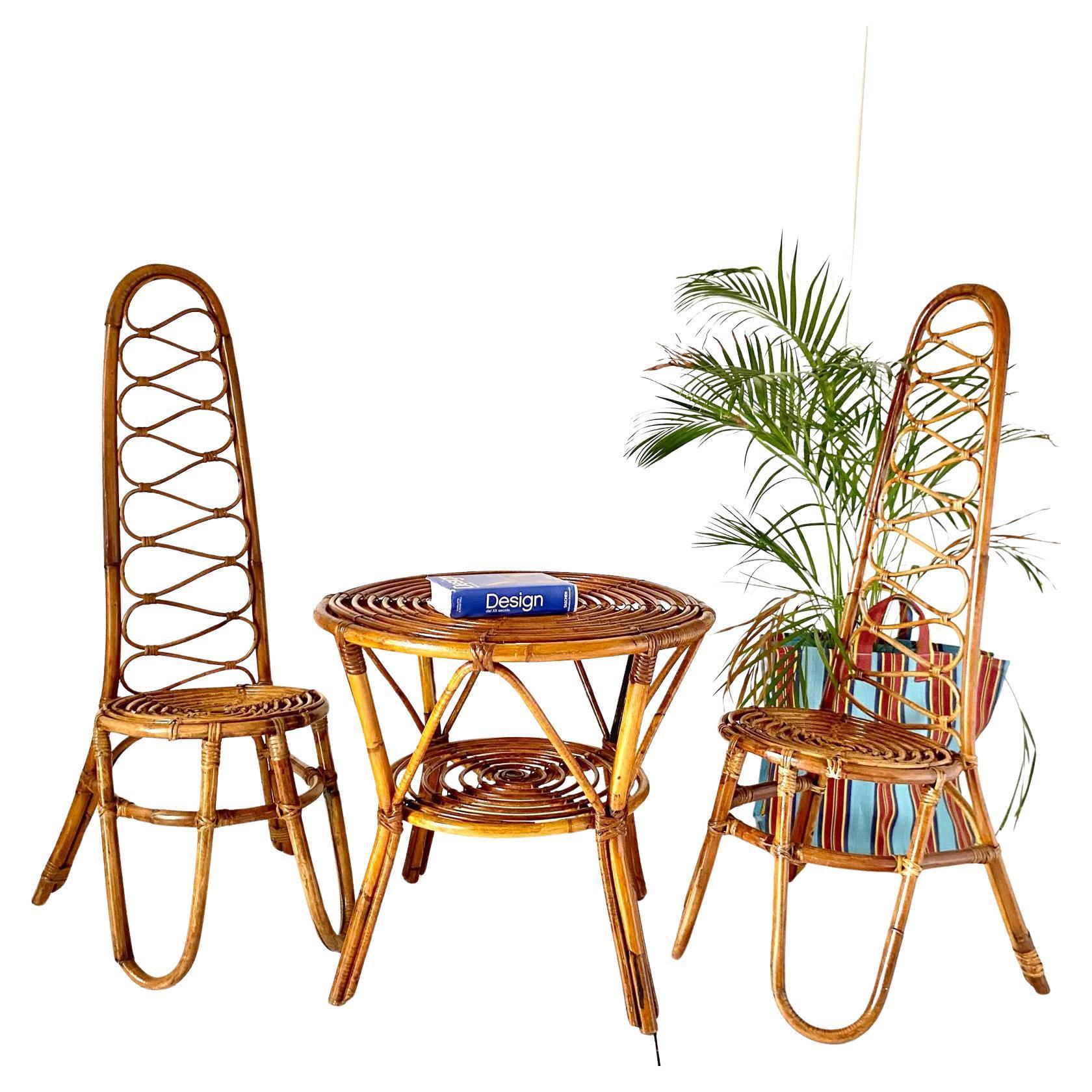 Chaises en bambou mi-siècle modernes, ensemble de deux, Italie en vente 10