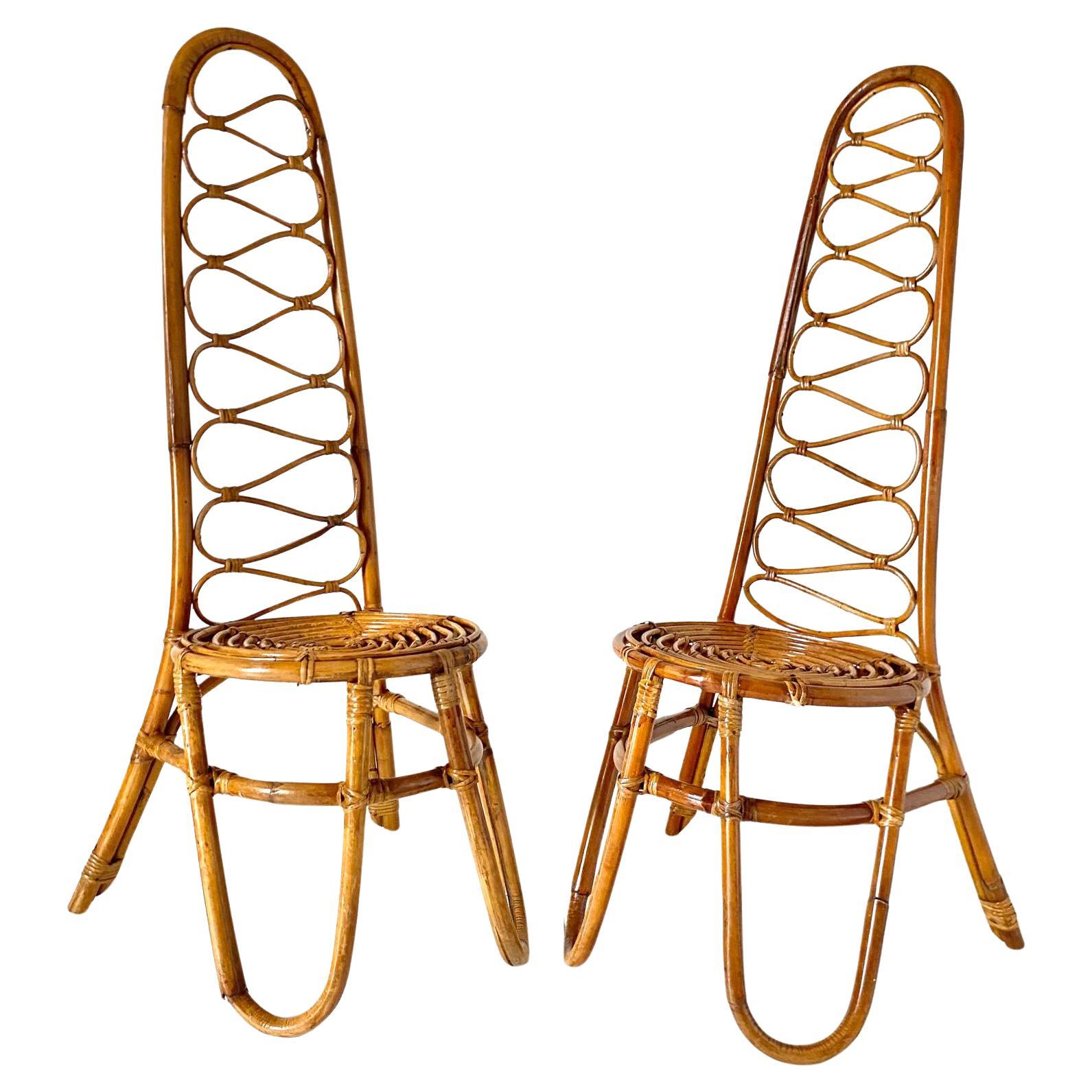 Chaises en bambou modernes du milieu du siècle, ensemble de deux, Italie, années 1960. 

Cet ensemble de deux chaises longues en bambou, de style Mid-Century Modern, a été fabriqué en Italie dans les années 1960, dans le style du célèbre design