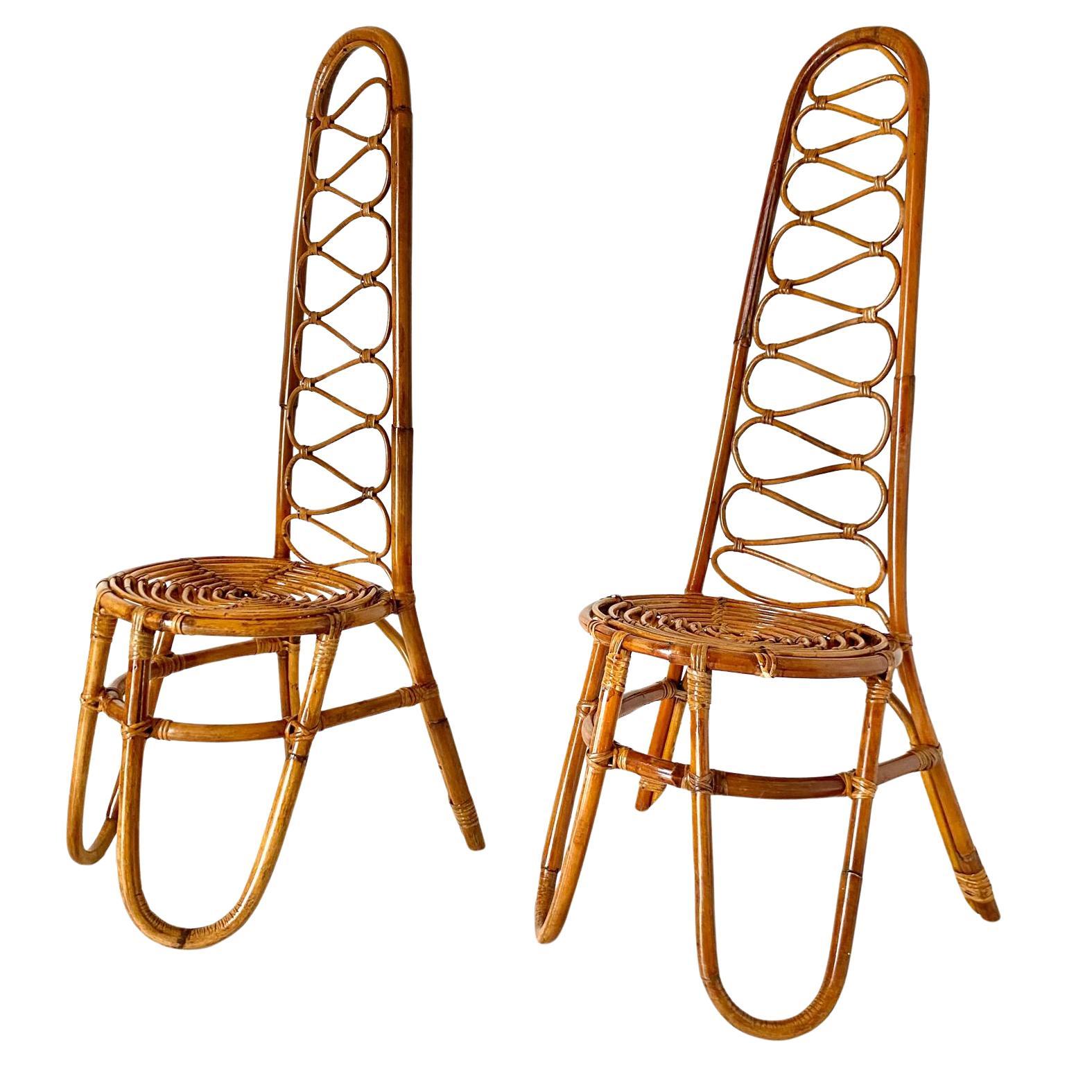 Mid-Century Modern Chaises en bambou mi-siècle modernes, ensemble de deux, Italie en vente