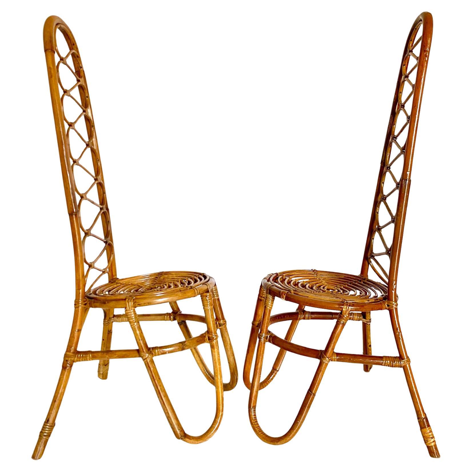 italien Chaises en bambou mi-siècle modernes, ensemble de deux, Italie en vente