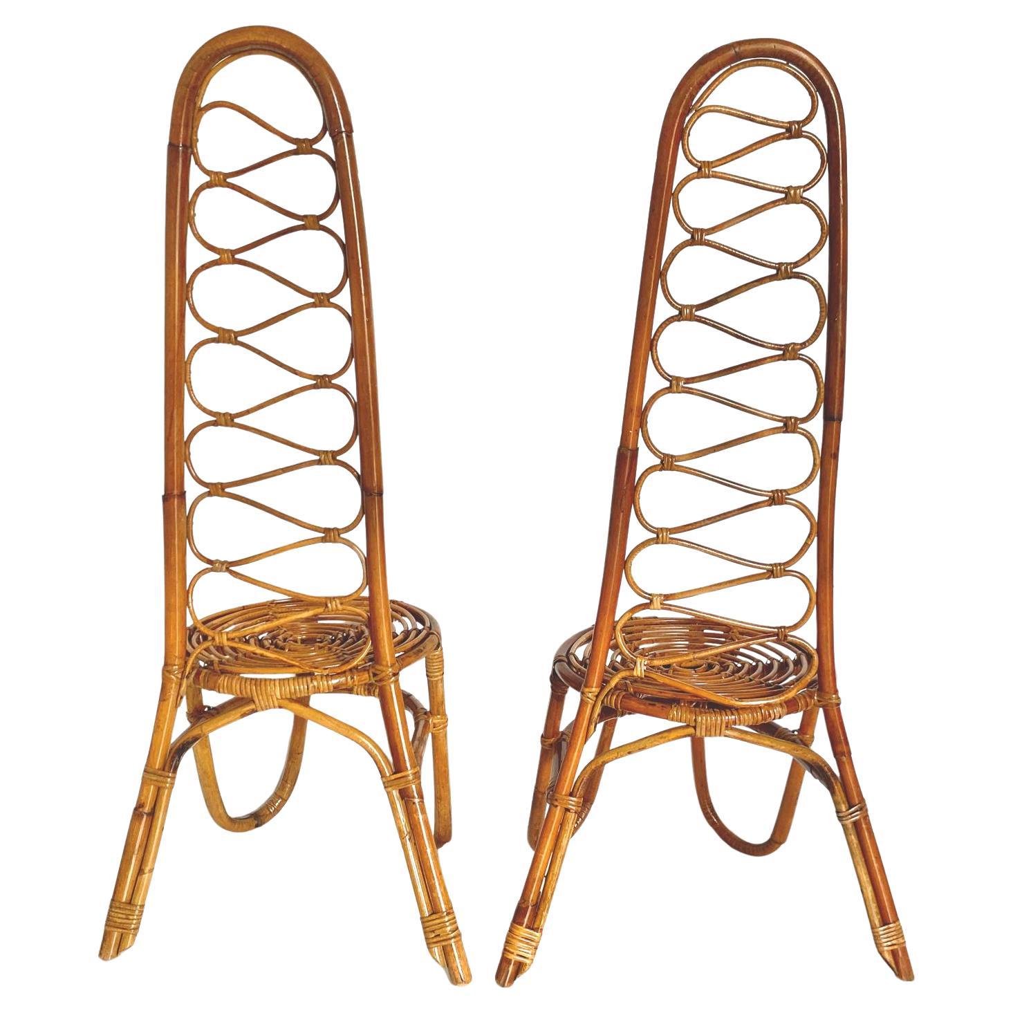 Milieu du XXe siècle Chaises en bambou mi-siècle modernes, ensemble de deux, Italie en vente