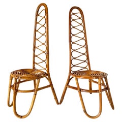 Vintage Mid Century Modern Bamboo Chairs, set of two, Italy