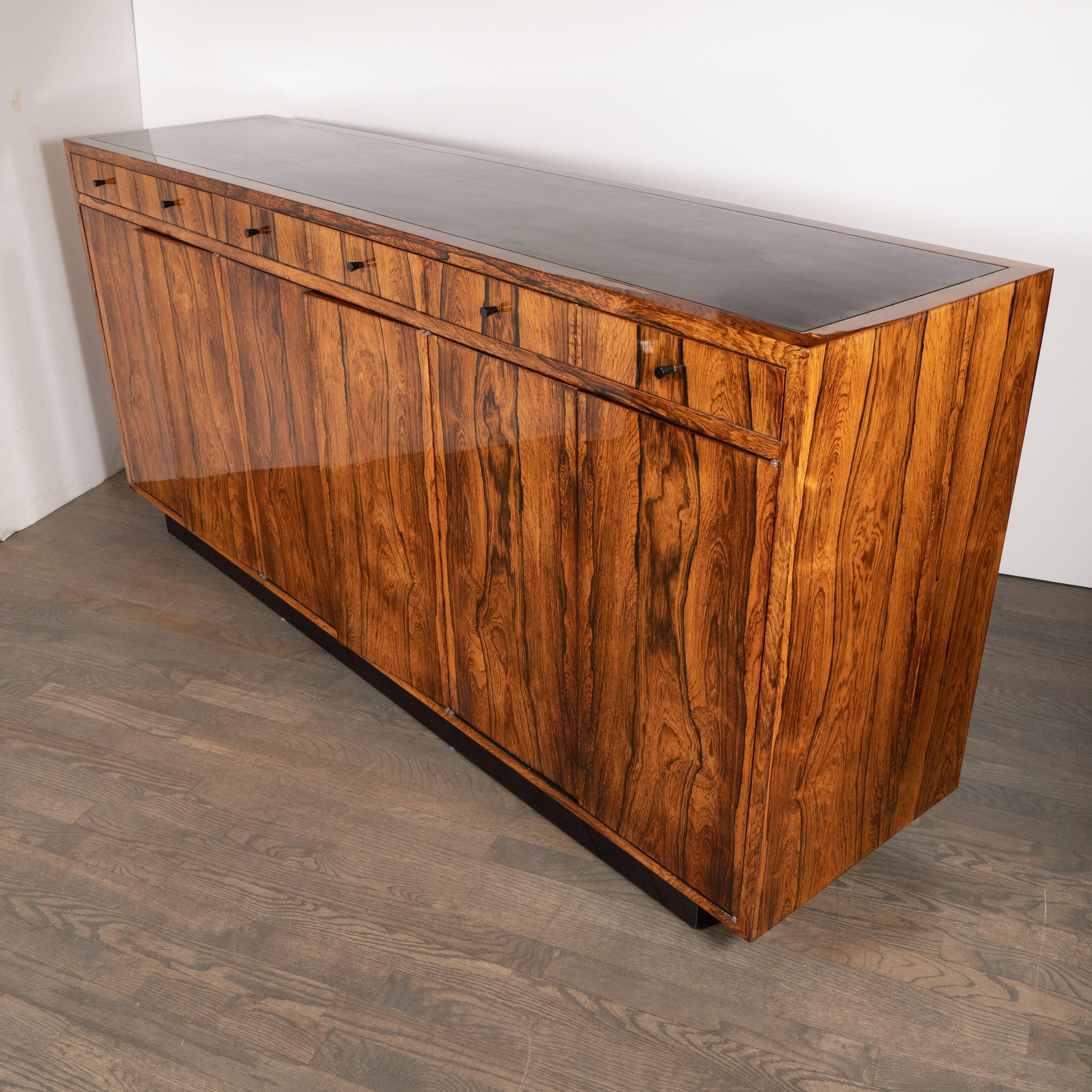Mid-20th Century Mid-Century Modern Bookmatched Bleached Rosewood with Black Laminate Top
