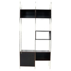 Mid-Century Modern Bookcase by Jules Wabbes, Wood and Brass, 1960s