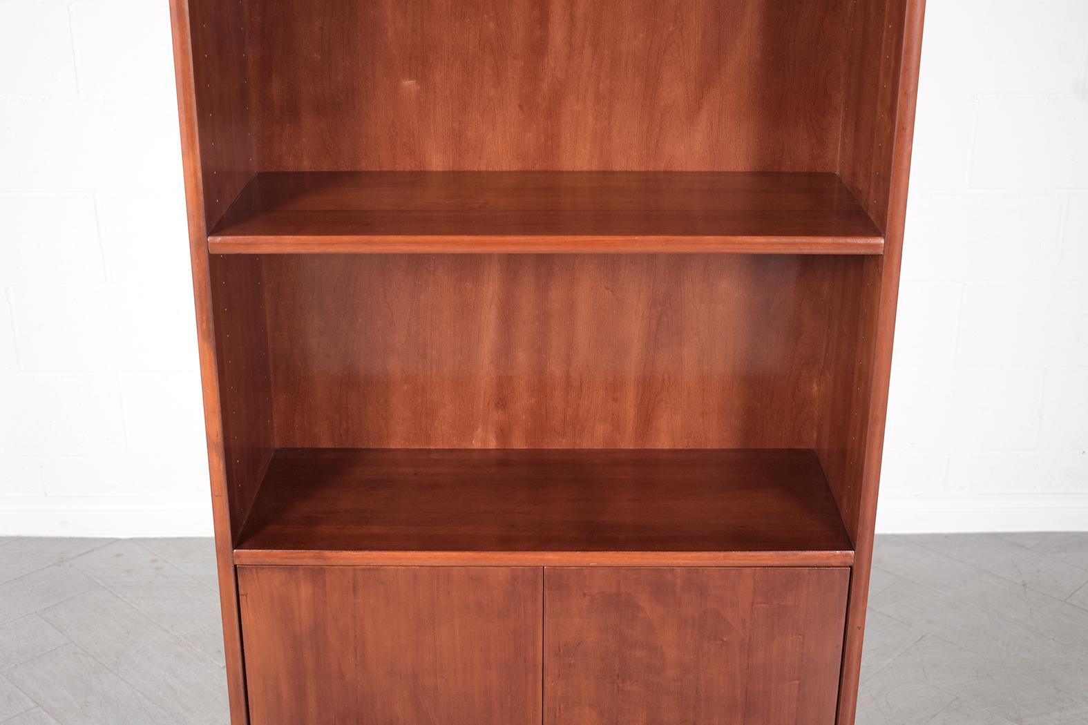 Restored Mid-Century Modern Walnut Bookcase In Good Condition For Sale In Los Angeles, CA