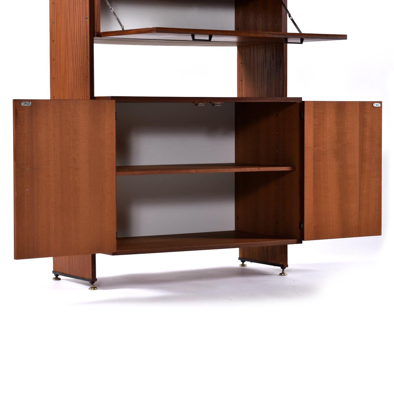 Mid-Century Modern Bookcase Hutch with Secretary Bar and Storage Cabinet 1