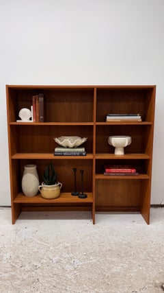 Mid-Century Modern Bookshelf with Open Shelves and Display Sections