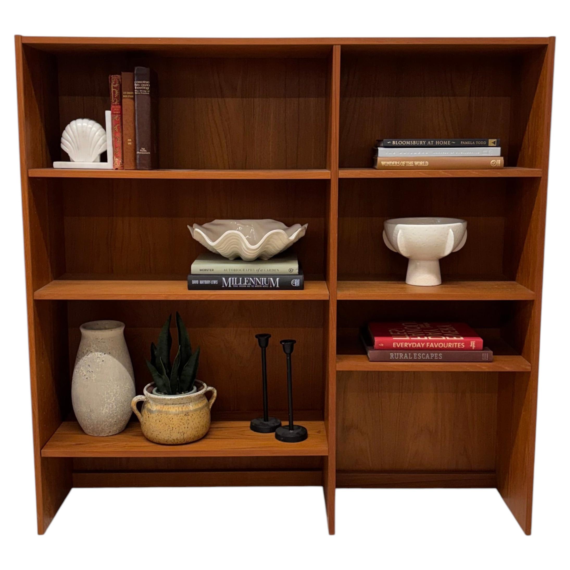 Mid-Century Modern Bookshelf with Open Shelves and Display Sections