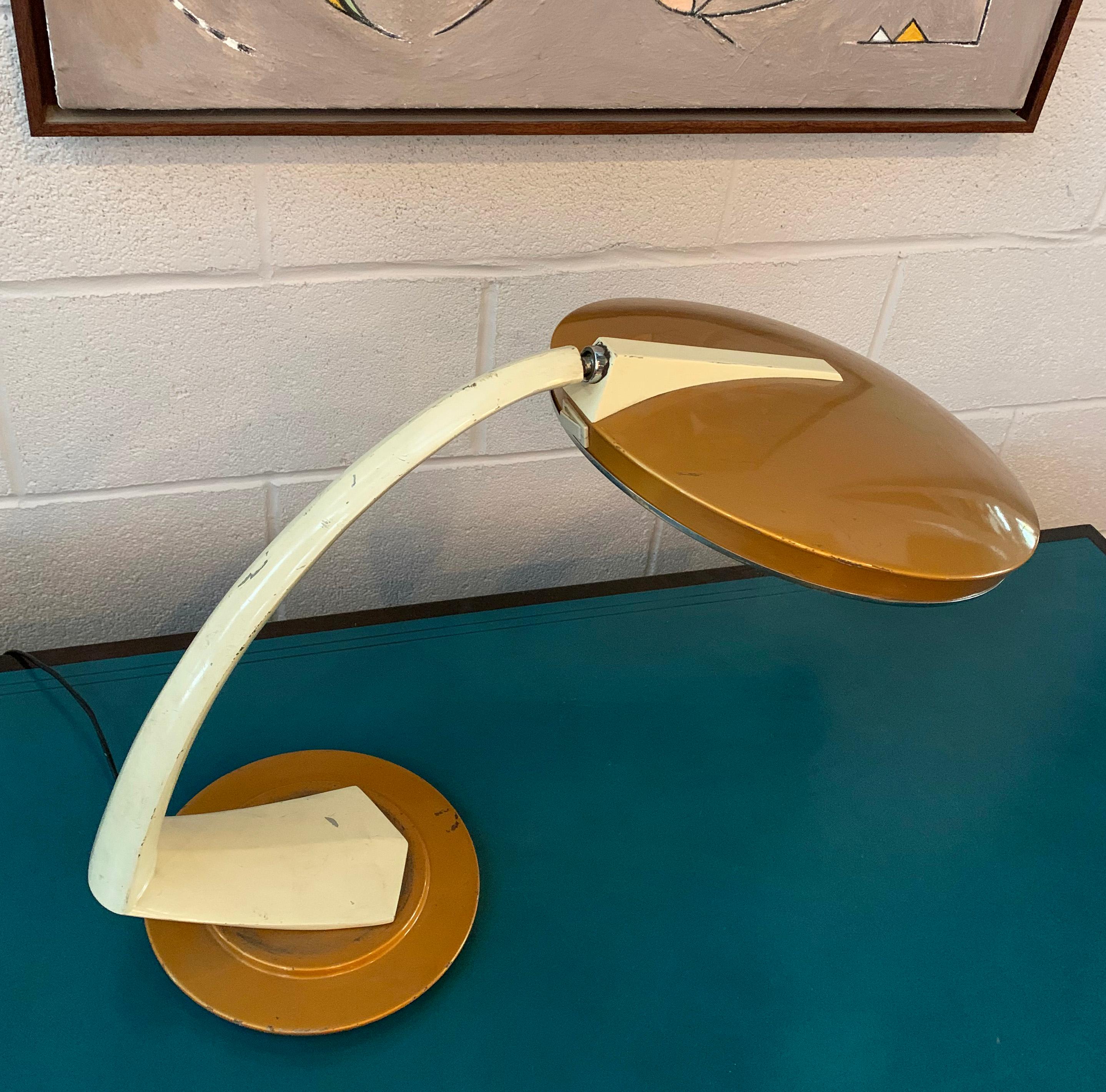 Enameled Mid-Century Modern Boomerang Desk Lamp by Fase, Spain