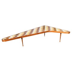 Vintage Mid Century Modern Boomerang Kidney Form Tile Top Coffee Table by Hohenberg