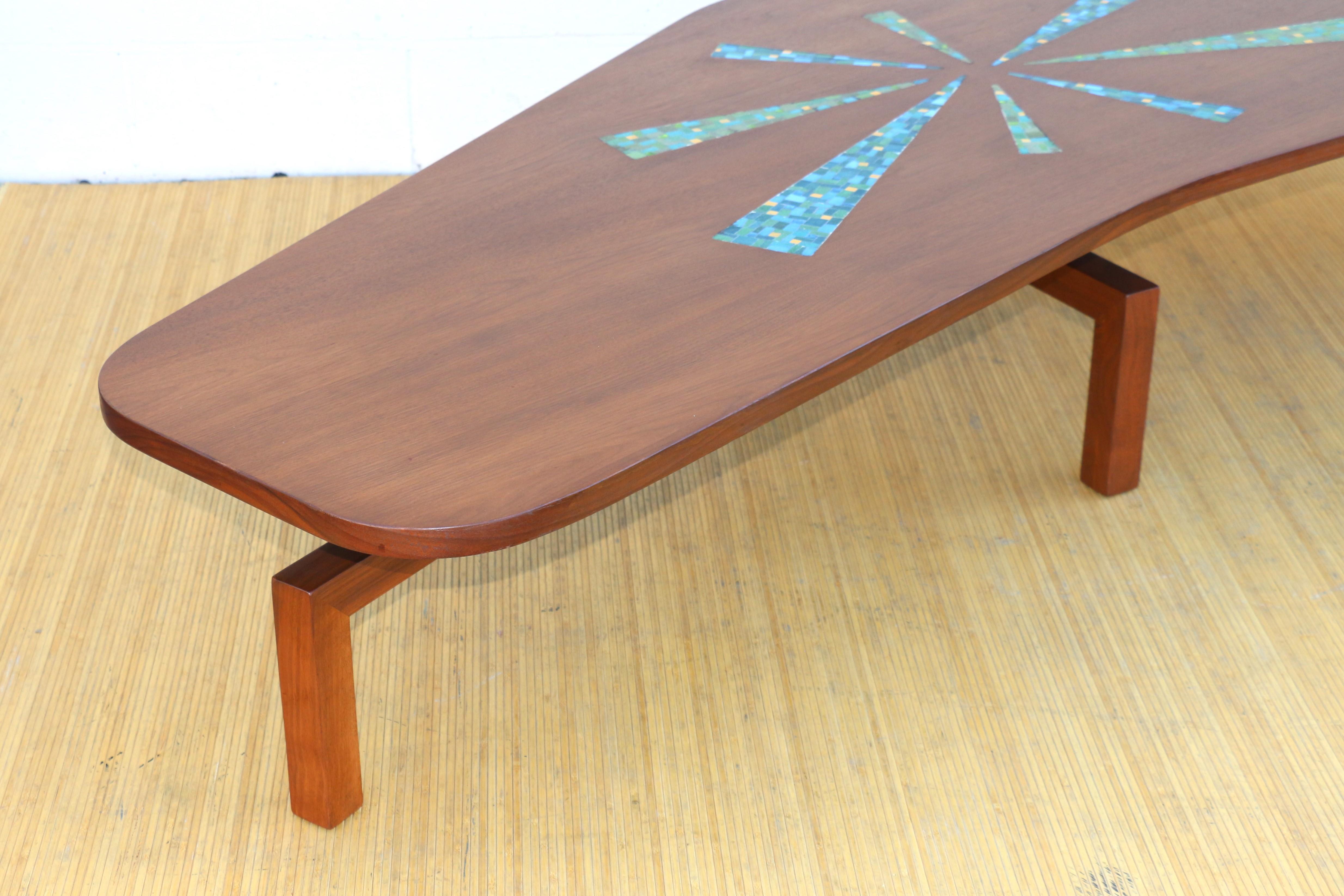 Mid-Century Modern Boomerang Shape Coffee Table With Mosaic Top, Circa 1960s For Sale 6