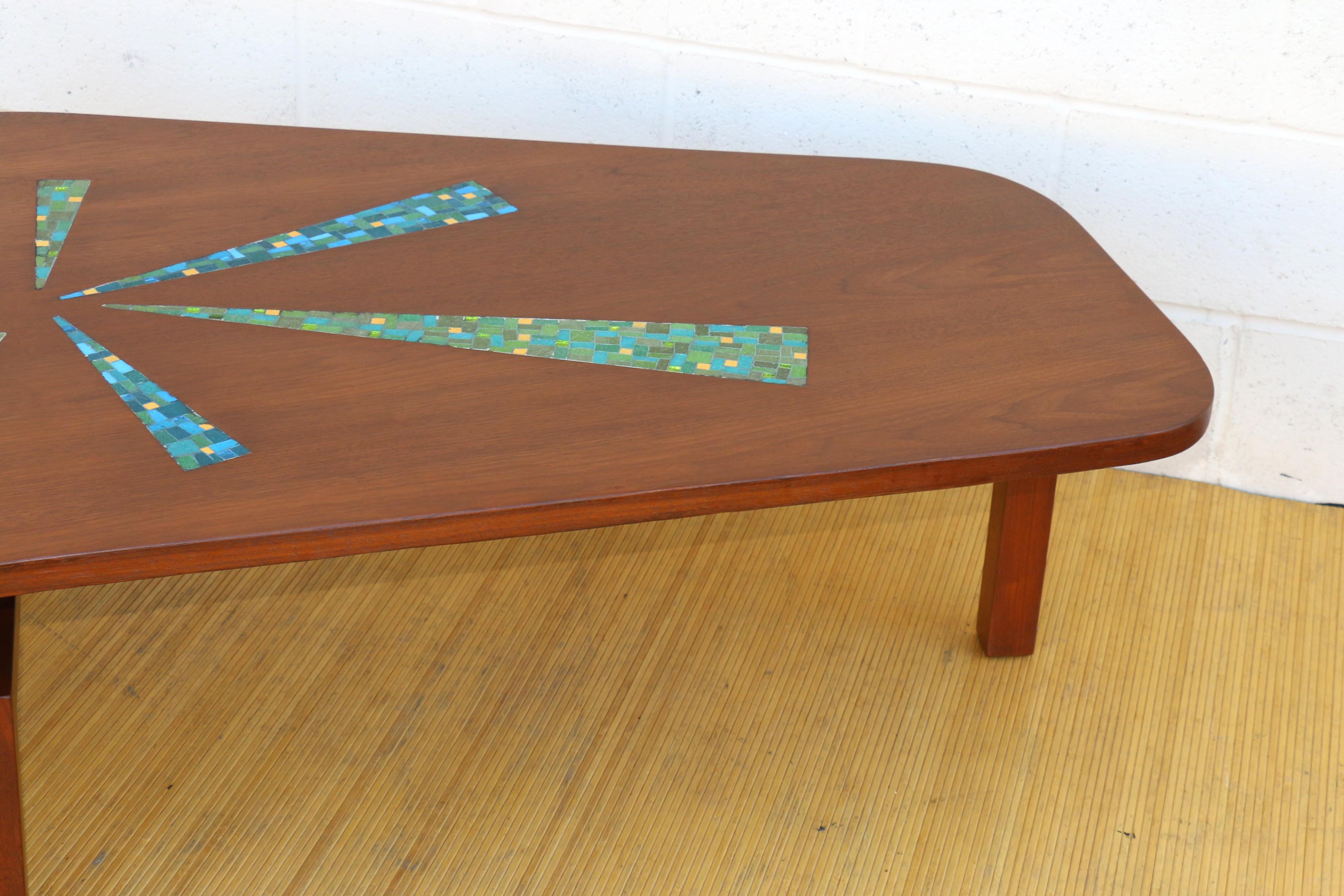 Mid-Century Modern Boomerang Shape Coffee Table With Mosaic Top, Circa 1960s For Sale 7